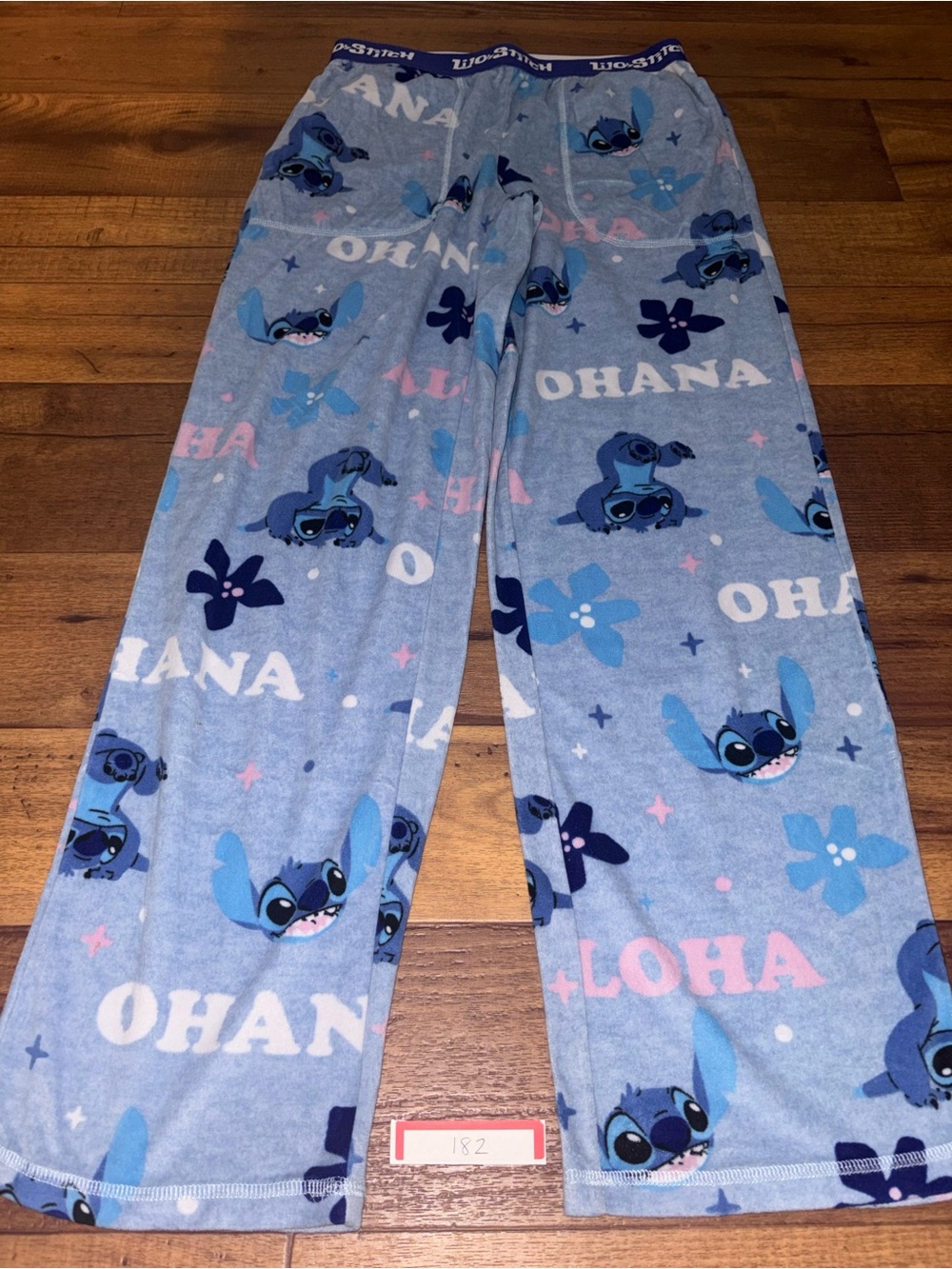 Disney Stitch Ohana Aloha Plush Fleece Pajama Pants Blue Size XS